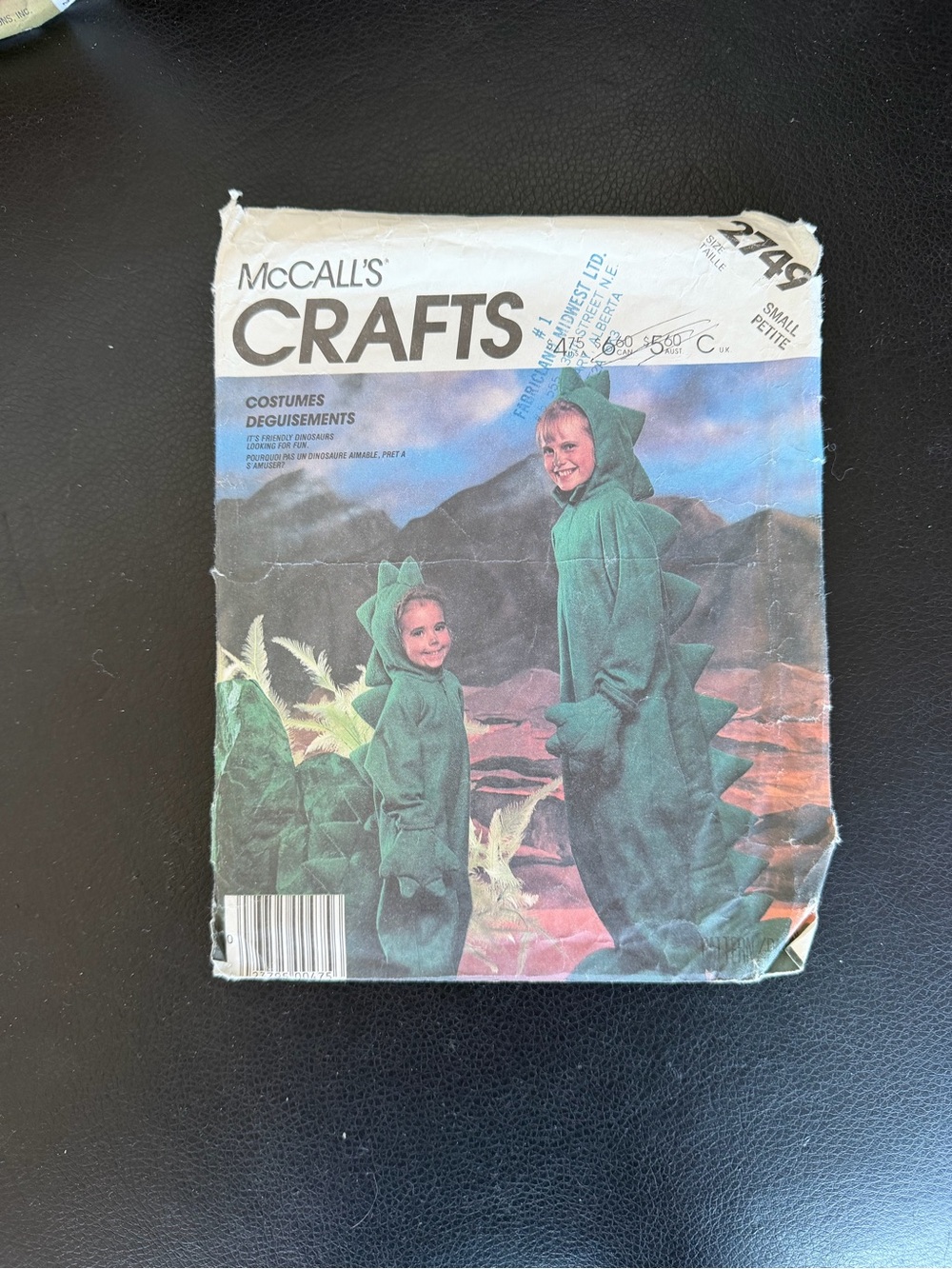 McCall's Crafts Green Dinosaur Costume Sewing Pattern